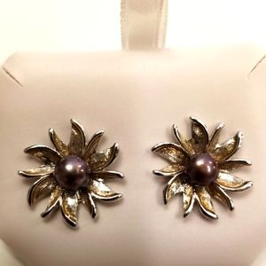 ❣REDUCED Oscar De La Renta Purple Fresh Pearls Silver Purple Convertible Earring